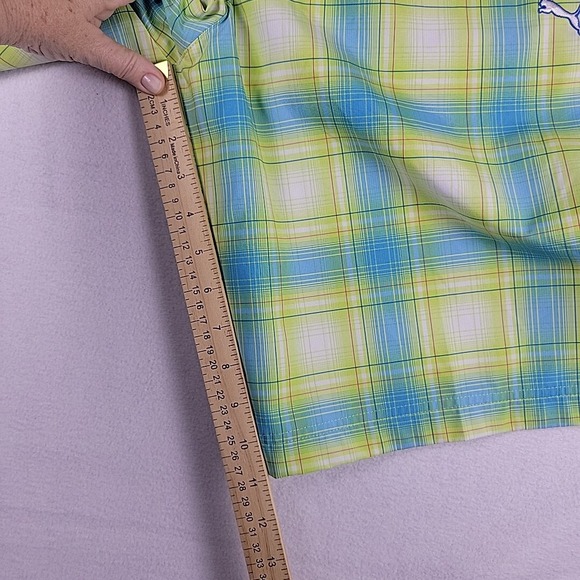 Puma Performance Golf Shorts Blue Yellow Plaid 36x11 Lightweight Quick Dry‎ - Picture 9 of 10